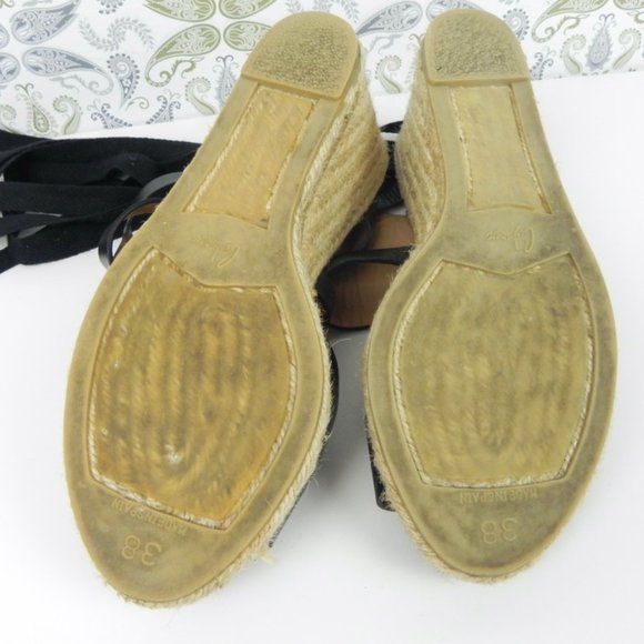 Casteñer Black Leather Espadrilles with Ankle Tie - Almost New - Picture 6 of 8